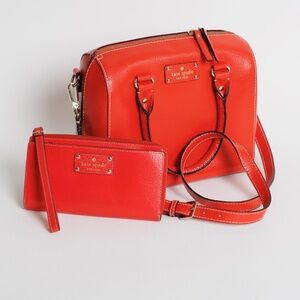 NWOT Kate Spade Wellesley Sorbet Satchel / Crossbody Bag w Wallet Wristlet